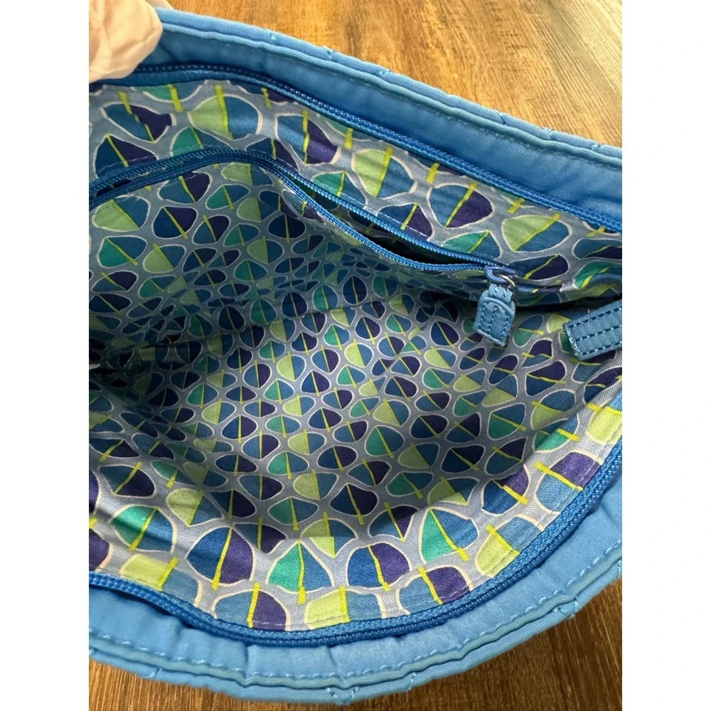 Vera Bradley Triple Zip Hipster Crossbody Bag Coastal Blue Quilted Microfiber